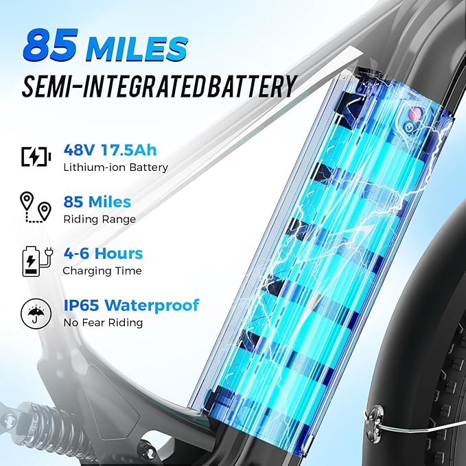 LEONX M2 Pro Electric Bike,1800W Motor Electric Bike for Adults, 26'' x 4.0'' Fat Tire Ebike with 48V 17.5AH Battery, 36MPH 85Miles Long Range Electric Mountain Bike, Up to 110 Nm