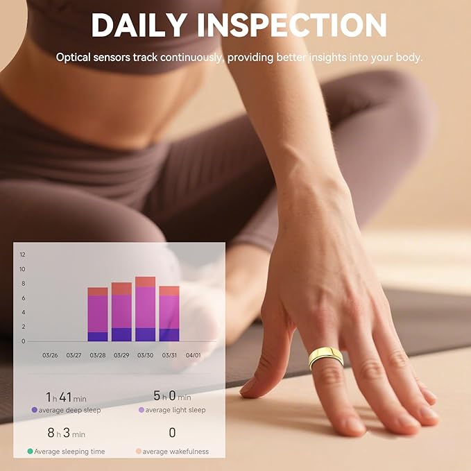 Smart Ring for Men Women with Black Charging Box, Bluetooth, Health Ring , IP68 Waterproof, Fitness Ring Tracks Heart Rate/Sleep/Steps/Sports Activities/Blood Oxygen,non-subscription app (Gold, 11)