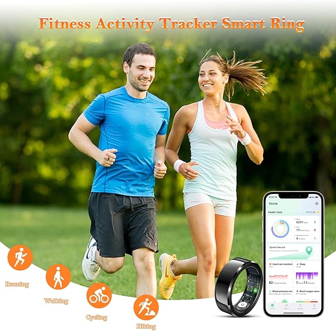 Smart Ring for Women Men-Wearable Fitness Tracker with Sleep Tracking Heart Rate Healthy Monitor Ring Activity Monitoring Steps Calories