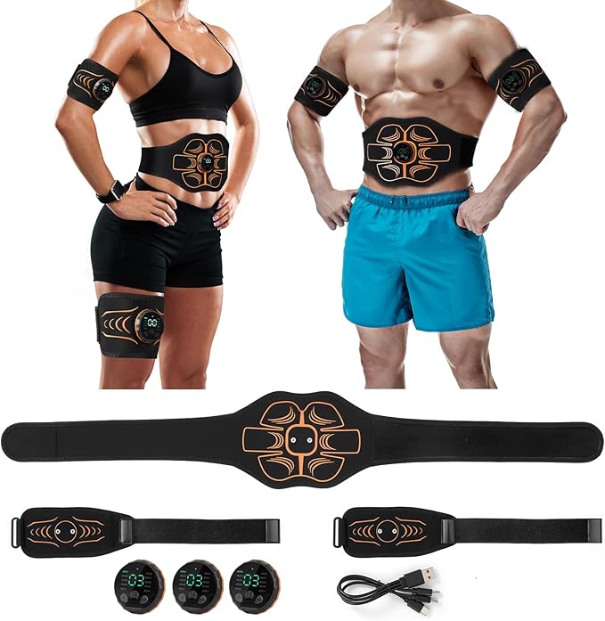Electronic Muscle Stimulator;Abs Stimulator Muscle Machine for Abdomen/Arms,USB Rechargeble for Fitness Strength Training Workout Equipment Men and Women