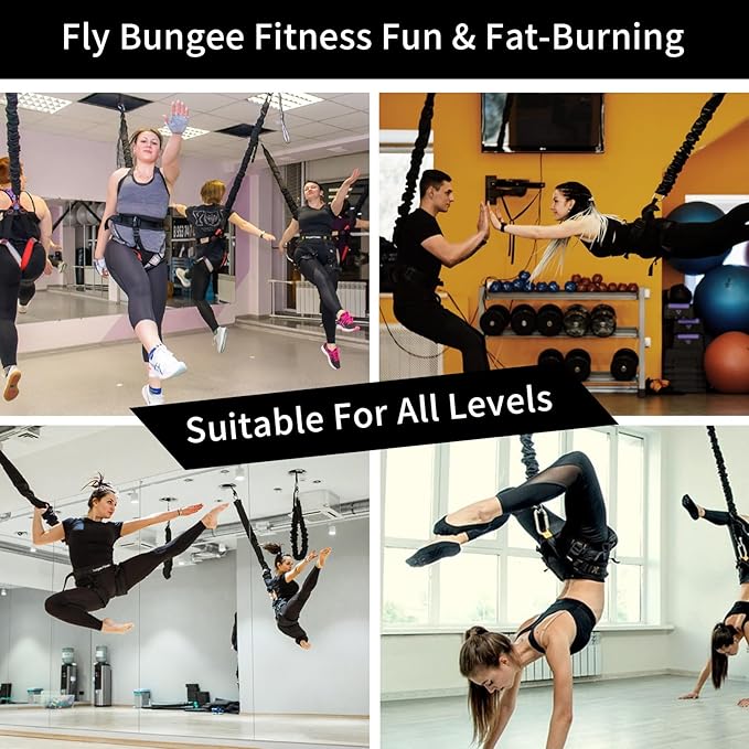 PRIOR FITNESS Bungee Fitness Set Yoga Bungee Cord Rope Resistance Air Dance Rope Exercise Fitness Home Gym Professional Training Equipment