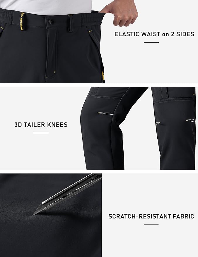 TACVASEN Winter Pants for Men Fleece Lined Waterproof Pants Insulated Hiking Pant for Ski Snowboard Outdoor Work Hunting