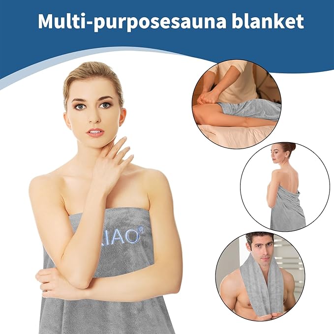 Infrared Sauna Blanket Towel Inserted 30" x 70" Reusable Machine Washable Insert Towel Easy Detoxification Simplifies Clean-Up Super Absorbent Perfect Companion for Infrared Sauna Blanket (Gray)
