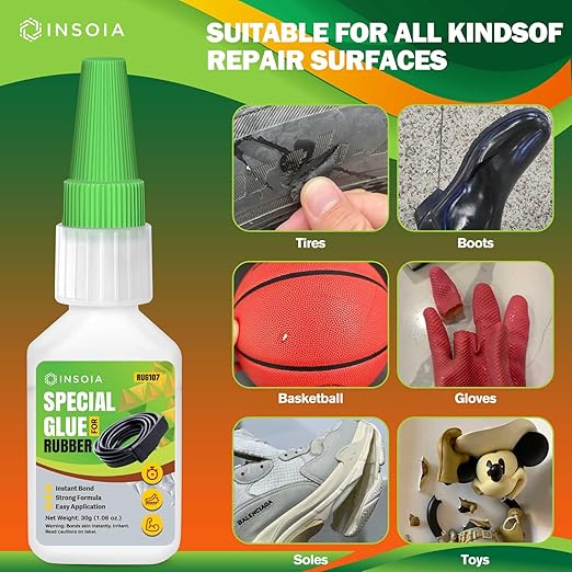 Super Rubber Glue, 30g Heavy Duty Rubber Adhesive for RC Tires, Shoe Soles, Belts, Hoses, Car Seals, Mats, Motorcycle Grips & DIY Repairs ??Quick-Dry, Waterproof, Heat-Resistant CA Glue