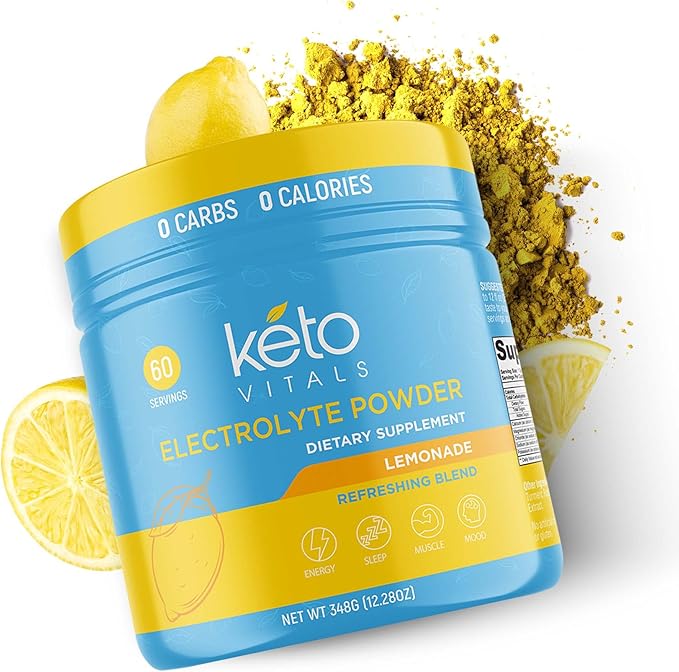 Keto Vitals Electrolytes Powder | Keto-Friendly Electrolytes with Potassium, Magnesium, Sodium, Calcium | Keto Electrolytes Supplement Energy Drink Mix | Sugar-Free, Zero Calories, Zero Carbs