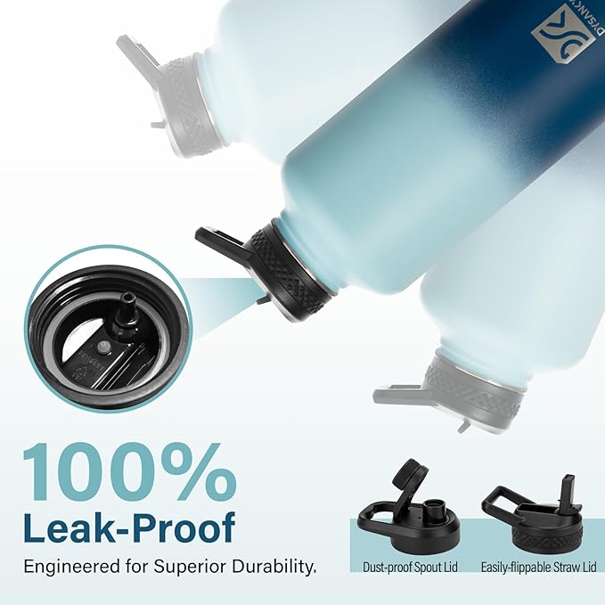 Insulated Water Bottle | Thickened Stainless Steel for Gym and Hiking with Straw, Carrier Bag, Handle Strap | BPA-Free 87 oz