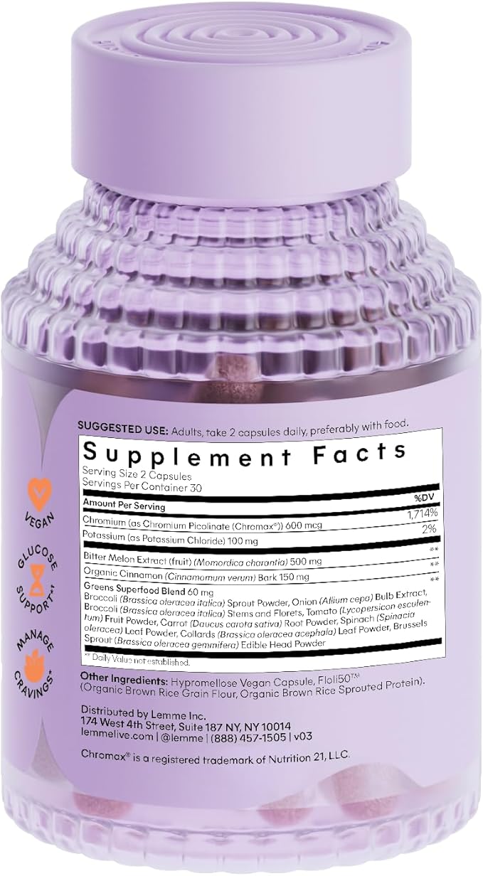 Lemme Curb - Cravings, Improve Carb Metabolism, Weight Management Support, Clinically Studied Chromium Picolinate, Bitter Melon, Ceylon Cinnamon & Greens Superfood - 60 Count (Pack of 2)