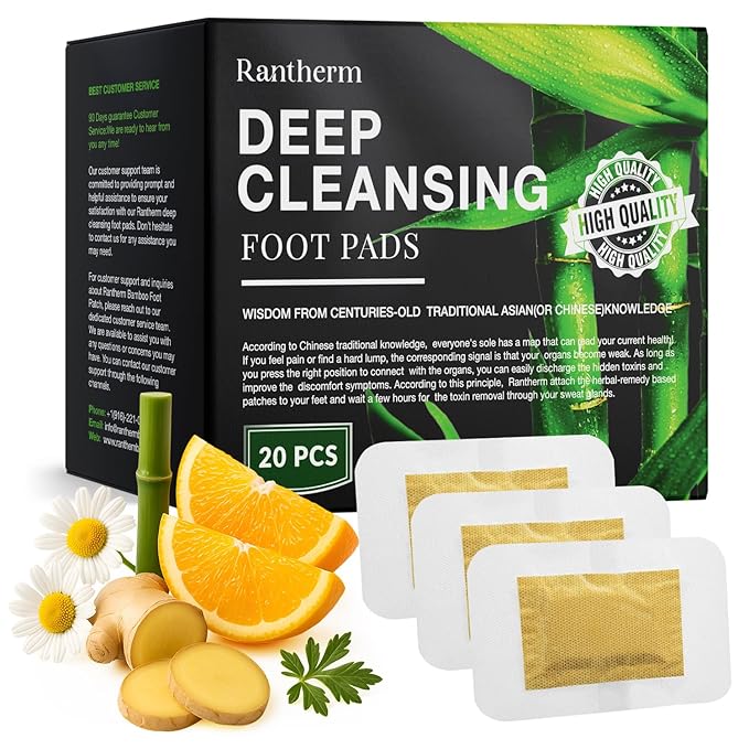 Foot Patches Pads for Deep Cleansing: Feet Patches Bamboo Wood Vinegar Ginger Foot Pads for Promoting Sleeping 20 Packs