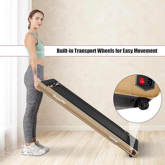 GYMAX Walking Pad, 2.25HP Foldable Treadmill with Smart App & Remote Control, Bluetooth LED Monitor, Small Spaces Compact Running Machine, Folding Portable Under Desk Treadmill for Home Office