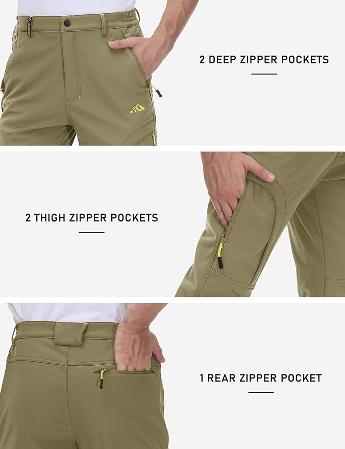 TACVASEN Winter Pants for Men Fleece Lined Waterproof Pants Insulated Hiking Pant for Ski Snowboard Outdoor Work Hunting