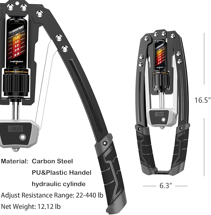 EAST MOUNT Twister Arm Exerciser with Counter Display-Adjustable 22-440lbs Hydraulic Power, Home Chest Expander, Shoulder Muscle Training Fitness Equipment, Arm Exercise Strengthener