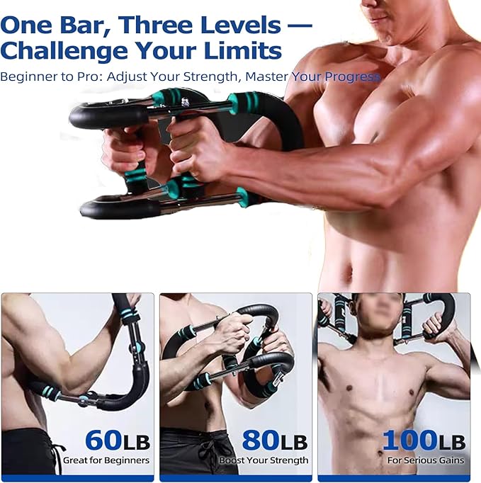 U-Shaped Twister Arm Trainer, Adjustable Chest Arm Forearm Strengthener with 4 Springs, Portable Home Fitness Equipment for Men, Upper Body Muscle Workout Tool.