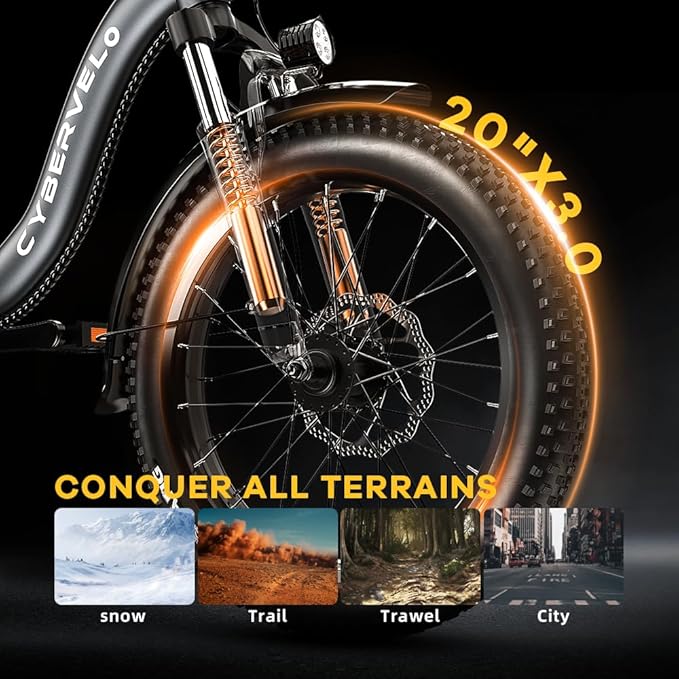 DriftGod Folding Electric Bike for Adults ā 1000W Motor, 20"x3" Fat Tire, 48V Removable Battery, All-Terrain E-Bike with 7-Speed, Front Suspension ā Powerful Foldable Ebike for Commuter