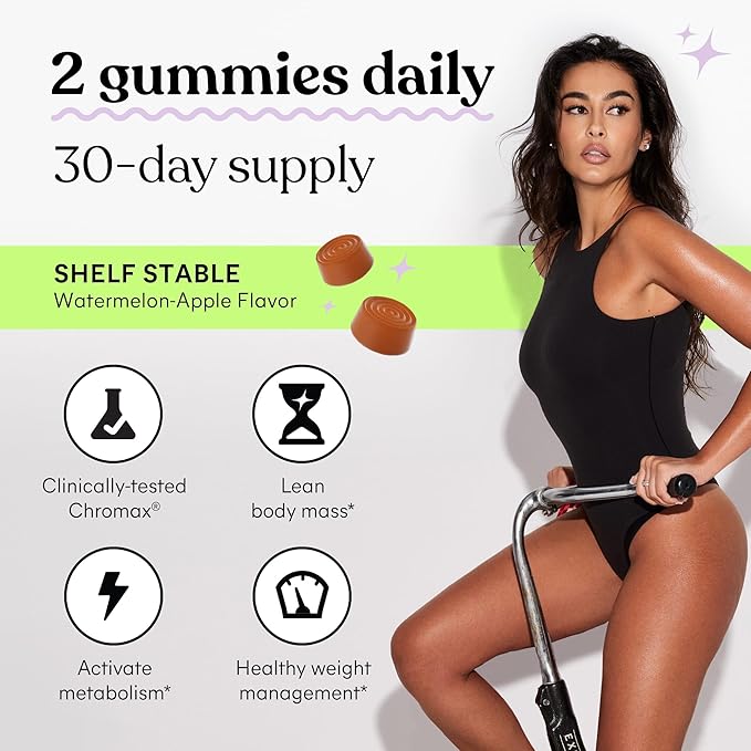 Lemme Tone Metabolism Gummies, Apple Cider Vinegar, Clinically Studied Chromium, B12, Ginger, Promote Lean Body Mass, Watermelon Apple Flavor (30 Day Supply)