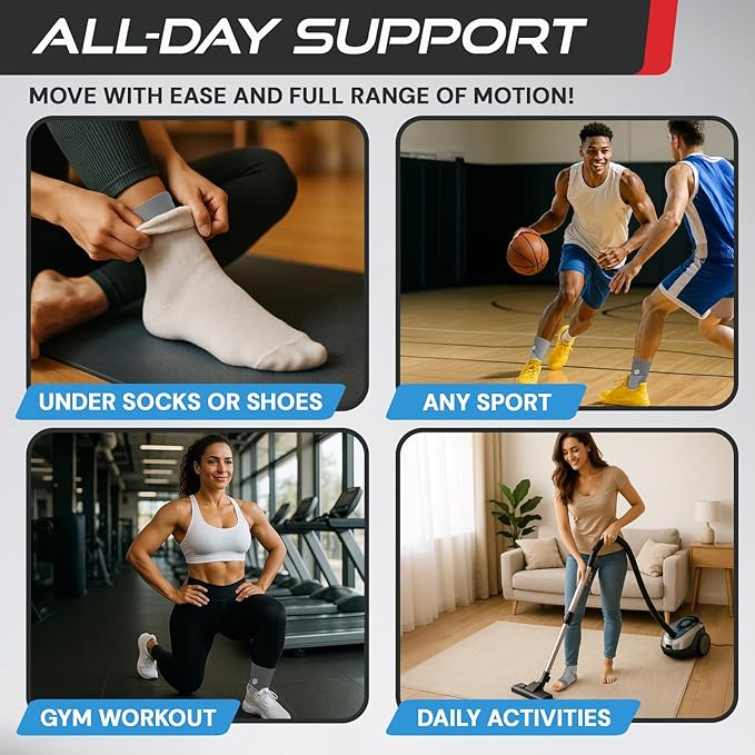 Sleeve Stars Ankle Brace for Women & Men, Ankle Wrap for Sprained, Compression Sleeve for Plantar Fasciitis Relief, Easy Customizable Support: w/ Removable Strap (Single/M:10"-12"/Gray)