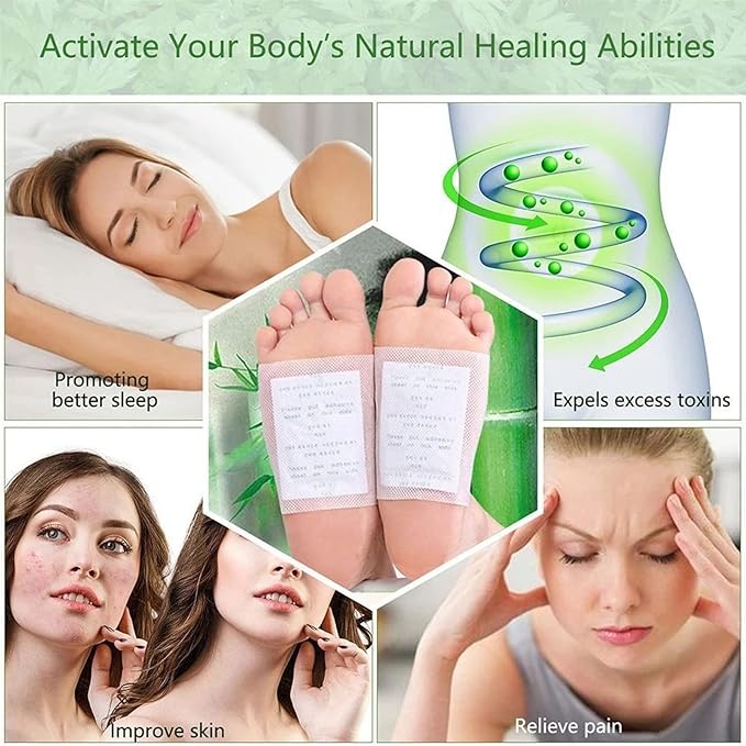 Foot Pads 100 Pieces-Premium Ginger Powder Bamboo Vinegar Feet Pads,Deep Cleansing Foot Patches for Feet Care