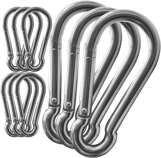 10Pack 5.5 Inch Spring Snap Hooks, Heavy Duty Carabiner Clips for Swing, 12MM 1/2” Quick Chain Link Buckle Clip Keychain Carabiners for Hammock Fitness Gym Boating-1350lbs Capacity