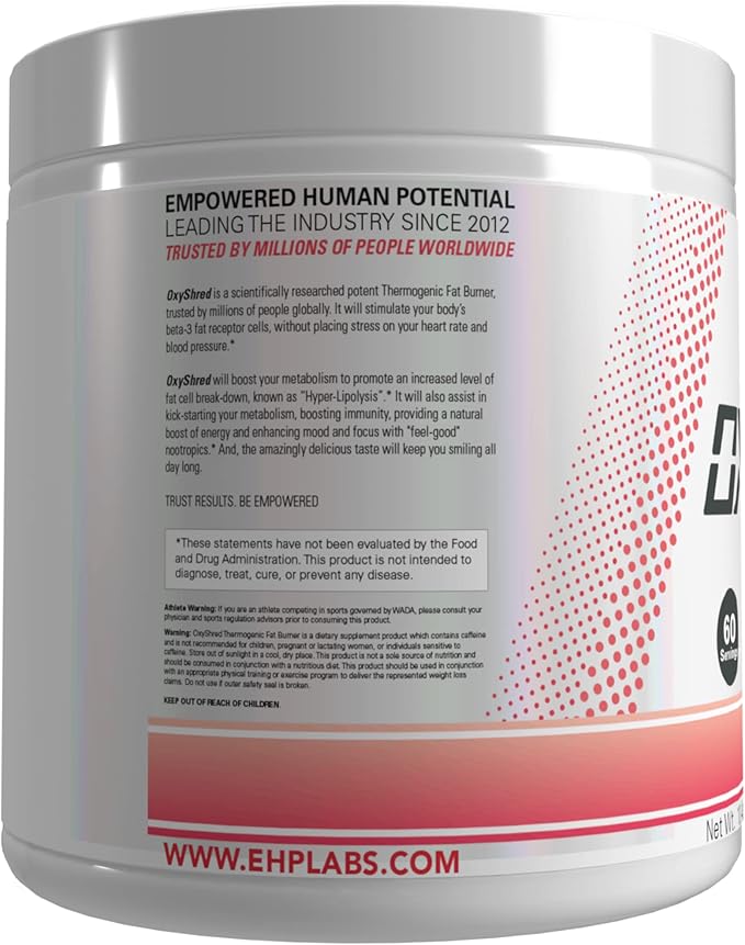 EHP Labs OxyShred Pre Workout Powder - Preworkout Powder with L Glutamine & Acetyl L Carnitine, Energy Boost Drink - Juicy Watermelon, 60 Servings