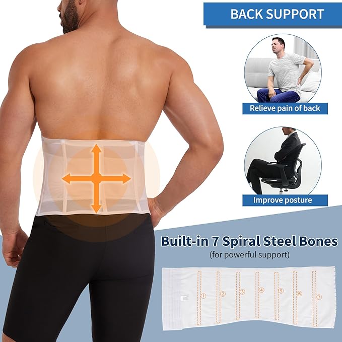 MISS MOLY Waist Trainer for Men Corset with Steel Bones Stomach Belt Waist Trimmer Belly Girdle for Fitness Body Shaper