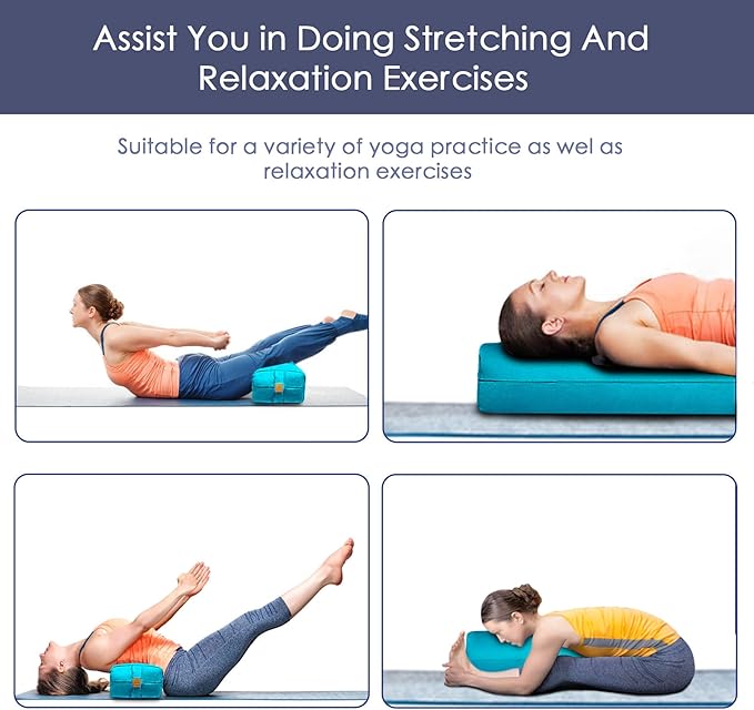 Yoga Bolster (26x10.5x5.5 in) Supportive Yoga Cushion for Restorative Yin Yoga Accessories Rectangular Bolster for Stretching Meditation Pillow 100% Organic Cotton Removable Washable Cover