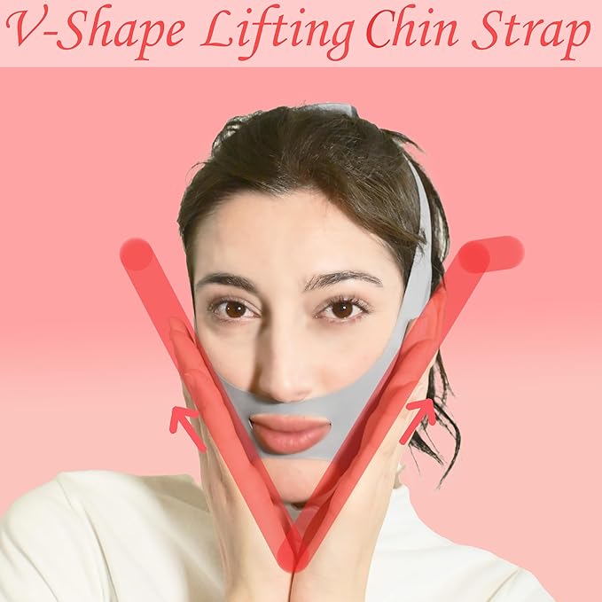 V Line Lifting Mask Chin Strap for Sleeping, Face Lifting Strap, Chin Strap, Jawline Shaper, Jaw Strap, Double Chin Reducer,Face Lift Tape & Snoring Solution (Gray)