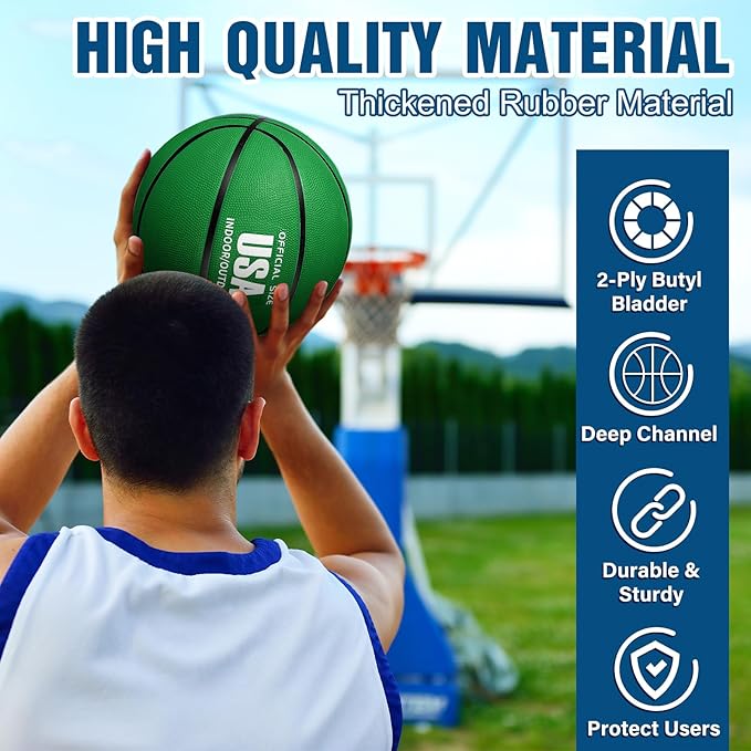 Libima 24 Pcs Rubber Basketballs Bulk with Pump Official Size Multicolor Basket Balls Youth Streetballs Set for Adult Boys Girls Gifts Indoor Outdoor Training Practice