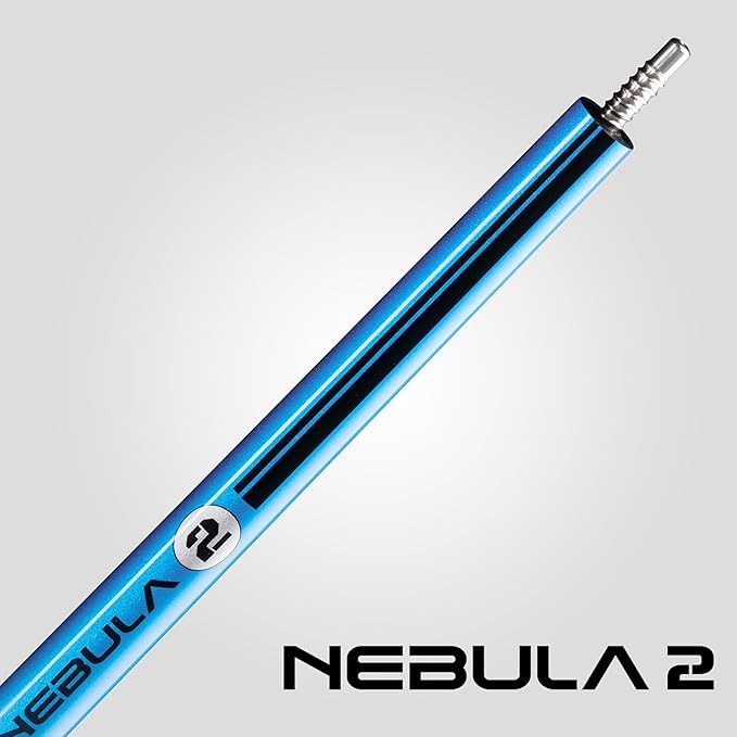 RHINO Nebula 2 Pool Cue - 100% Carbon Fiber Shaft & Composite Butt. Time Crystal Tip, Pro Taper Design, 12.4 mm,12.8 mm. 3/8-8 Joint, 3D Friction Grip. Low Deflection Pool Cue