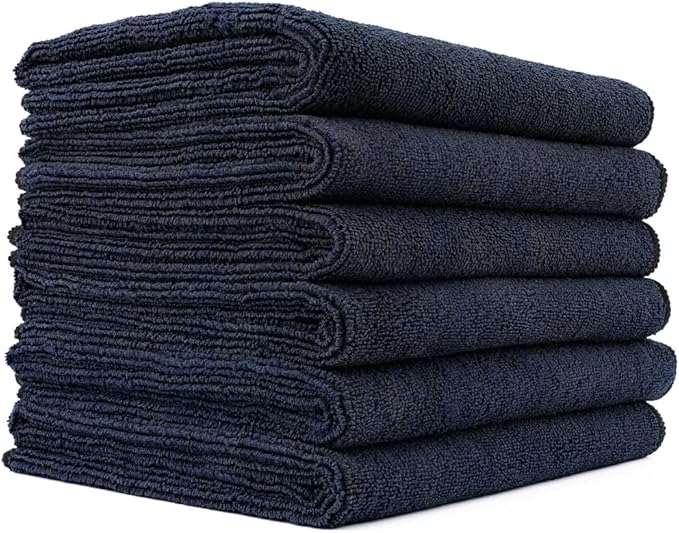 The Rag Company Microfiber Spa and Yoga Towel - Soft and Absorbent Towel for Gym, Spa, Exercise, Hotel, and Resort Use - Dries Fast - 16x27 inches, Midnight, 6-Pack