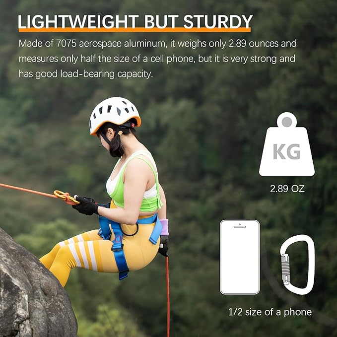 Heavy Duty Carabiner, 25kn(About 5620 lbs) Oval Carabiner Clip O-Shape Rock Climbing Carabiner Lightweight Caribeener for Climbing, Mountaineer, Aerial Work