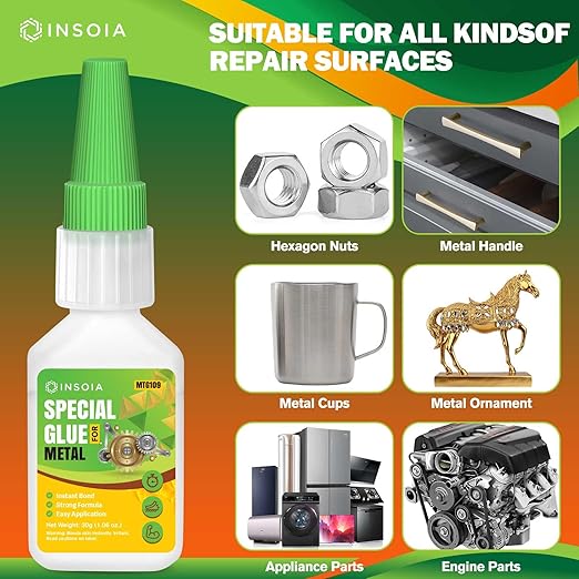 Metal Glue, 30g Heavy Duty Adhesive for Metals and Other Materials Bonding, Waterproof & Fast-Drying, Super Instant Glue for Metal Repairs, Jewelry, DIY Projects, Aluminum, Steel, and More