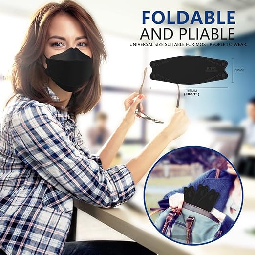 LEVENIS KN95 Face Masks 100 Pack, Breathable Comfortable and Disposable KN95 Mask, Black