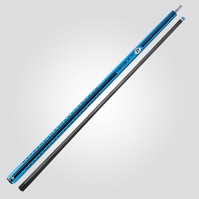 RHINO Nebula 2 Pool Cue - 100% Carbon Fiber Shaft & Composite Butt. Time Crystal Tip, Pro Taper Design, 12.4 mm,12.8 mm. 3/8-8 Joint, 3D Friction Grip. Low Deflection Pool Cue