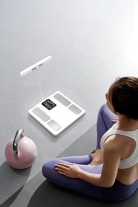 Smart Scale for Body Weight, 8 Electrodes Digital Bathroom Scale (White)