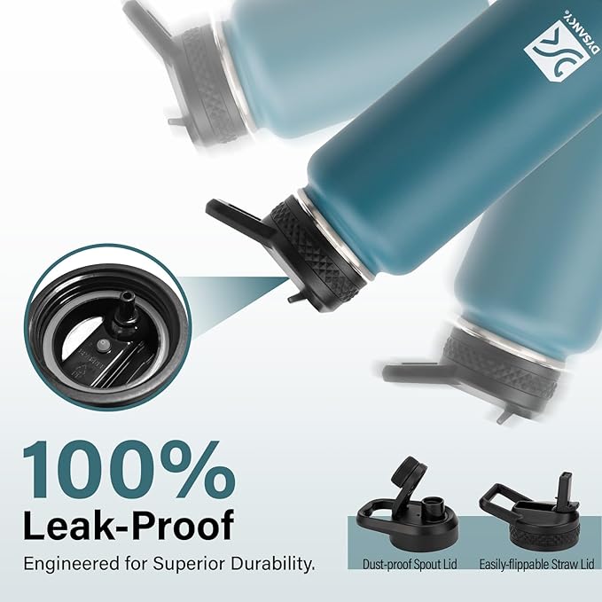 Insulated Water Bottle | Thickened Stainless Steel Vacuum Metal | Portable Sports Water Jug for Gym and Hiking with Straw, Carrier Bag, Handle Strap | BPA-Free 32 oz