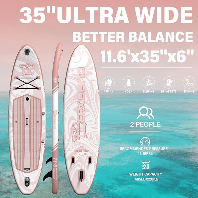 11'6"/11'/10' Inflatable Paddle Board with Complete Accessories, Versatile Premium Paddle Boards for Adults/Youth, Stand Up Paddle Board Polar/Wave/Sunny Wave Collection