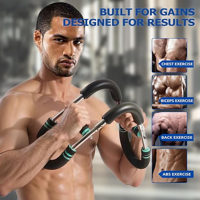 U-Shaped Twister Arm Trainer, Adjustable Chest Arm Forearm Strengthener with 4 Springs, Portable Home Fitness Equipment for Men, Upper Body Muscle Workout Tool.