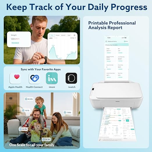 Smart Scale for Body Weight, 8 Electrodes Digital Bathroom Scale with BMI, Body fat, Muscle Mass, 27 Body Composition Measurement, Bathroom Smart Scales with Larger Platform, LCD Screen, 400lbs