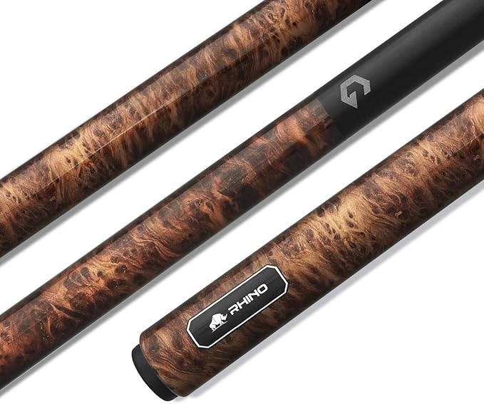 RHINO G-w Series Pool Cue - Amboyna, Bocote, Ebony, Snakewood, Thuya - 3/8-8 Joint - 12.5 mm Tip Diameter