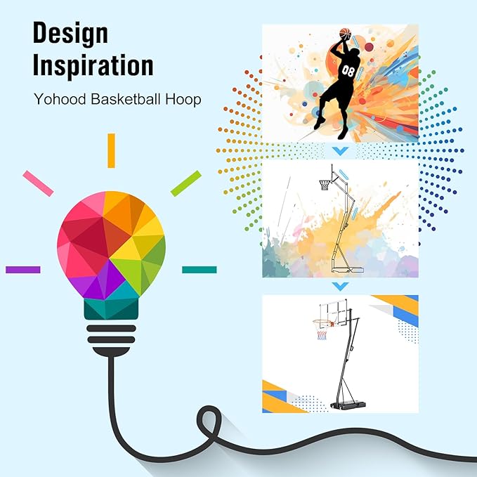 10FT Basketball Hoop Adjustable Easily, Portable Hoops & Goals Outdoor Basketball Goal System with PC Backboard and Wheels for Teens Youth Adults