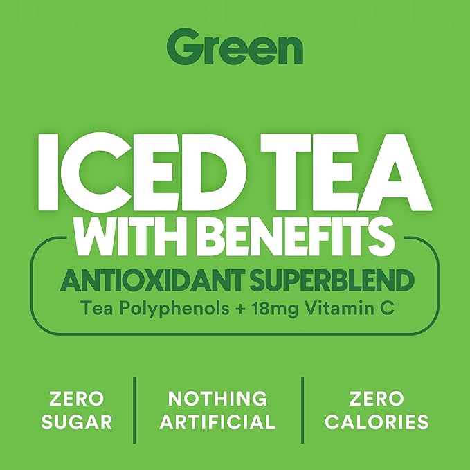Ryl Iced Tea, Green, Antioxidant Superblend, Zero Sugar, Low Carb, Zero Calorie Iced Tea, 16.0 Fl Oz (12-Pack)