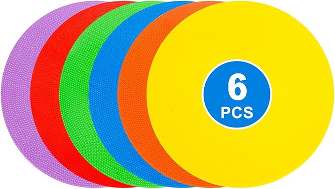 9 inch Spot Markers Flat Field Cones, Non Slip Rubber Agility Markers Flat Field Cones for Soccer Basketball Sports Speed Agility Training (6 pcs)
