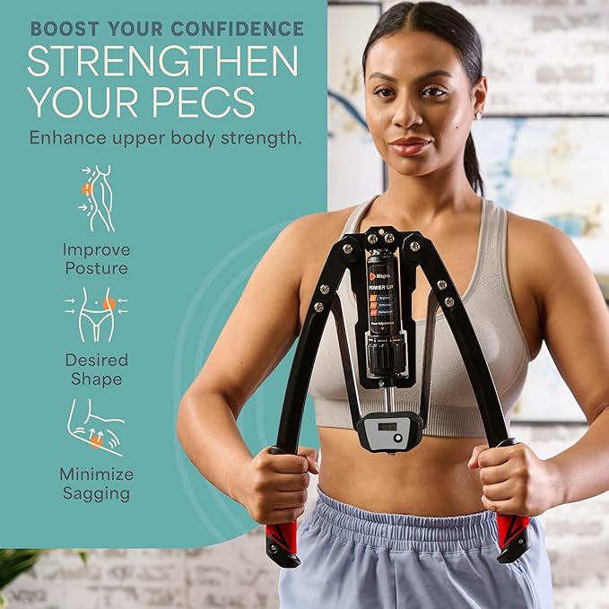 Lifepro Hydraulic Power Chest Expander and Arm Twister Trainer Exerciser - Adjustable 22-440lb Resistance, Smart Rep Counter - Home Gym Workout Equipment for Upper Body Strength Training