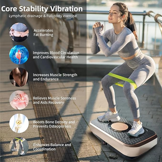 Vibration Plate Fitness Platform Whole Body Exercise Machine with 120 Speed Levels, Lymphatic Drainage, Fat Burning, and Weight Loss, Perfect for Women, Men, and Home Gym Exercise