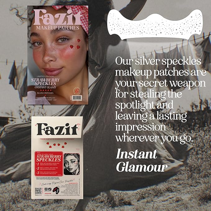 Fazit Makeup Patches - Face Makeup Patches - Beauty Face Makeup - Strawberry Speckles - Waterproof Strawberry Speckles - Temporary Face Strawberry Speckles For Women - 6 count