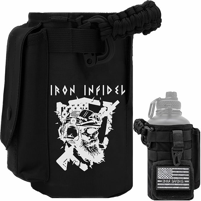 Iron InfideI Battle Bottle Sleeve - 64 oz and 32 oz Water Bottle Sleeve Only for Half Gallon 1L Steel Water Bottle | Rugged Cover with Molle for Versatile Design with Storage for Phone, Wallet & Keys
