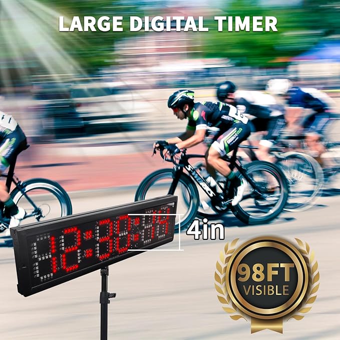 RGB 7 Colors LED Race Clock with Tripod for Running Events,Countdown Clock,Count UP,Stopwatch,with Remote Control and APP Control