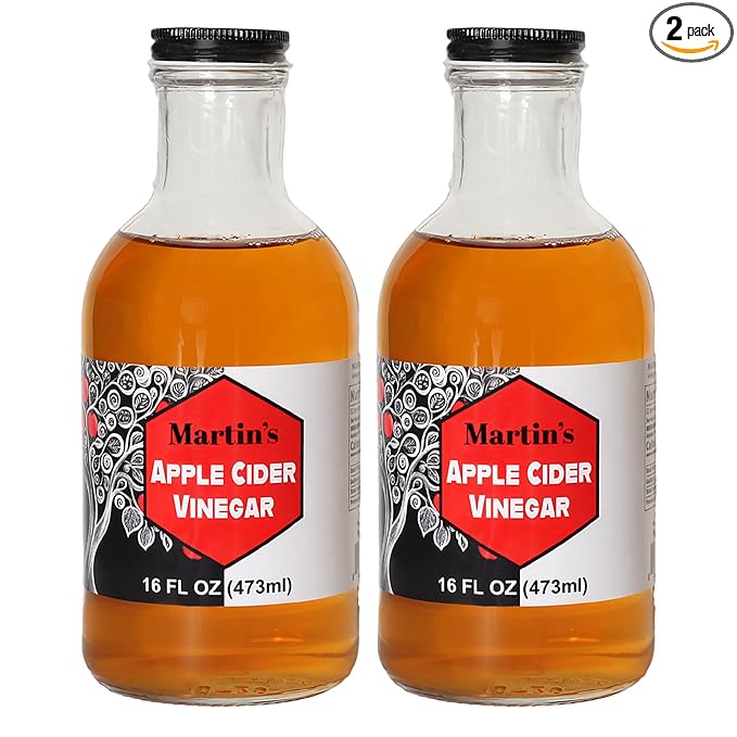 Slide Ridge Martin's Honey Apple Cider Vinegar | Crispy & Sweet | Wellness, Kitchen, & Household Staple | 16 oz (Pack of 2)