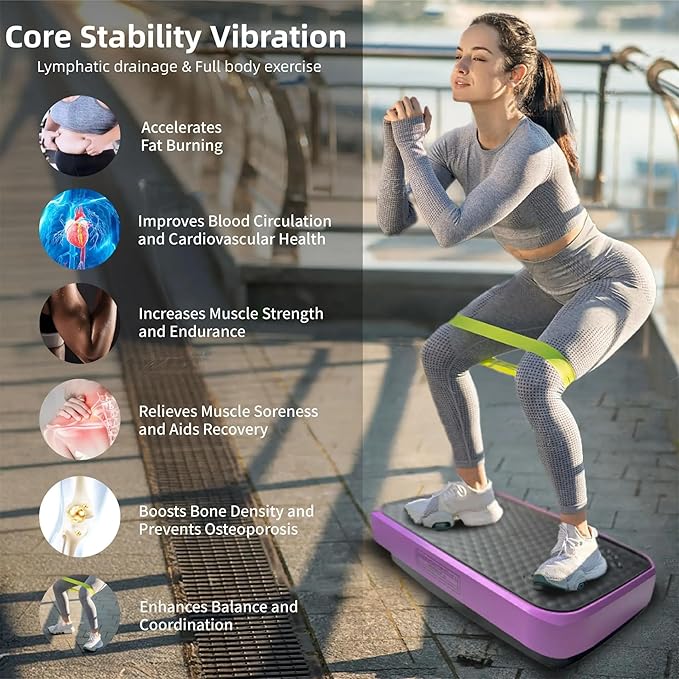 Vibration Plate Fitness Platform Whole Body Exercise Machine with 120 Speed Levels, Lymphatic Drainage, Fat Burning, and Weight Loss, Perfect for Women, Men, and Home Gym Exercise