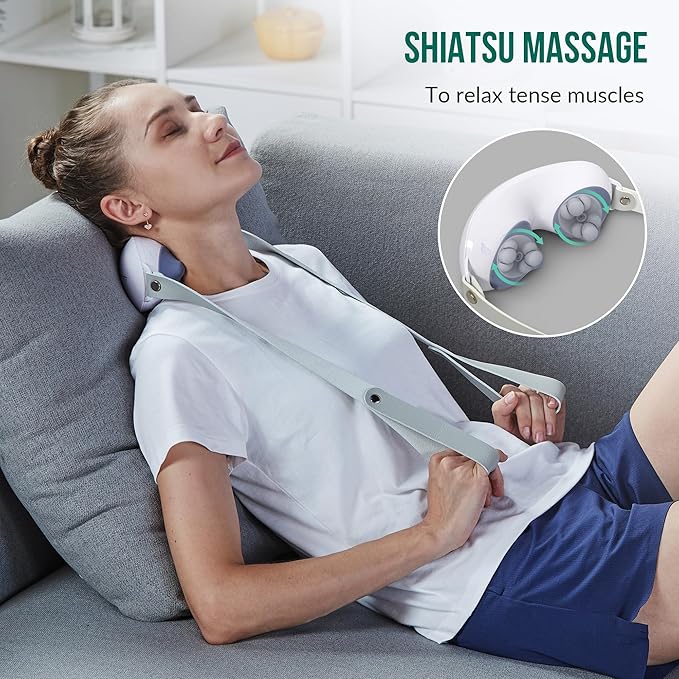 Snailax Upgrade Neck Back Massager with Heat, 3D Shiatsu Shoulder Massager,Lightweight Portable Pillow Massagers for Neck,Back,Leg, Ideal Gifts for Her,Him