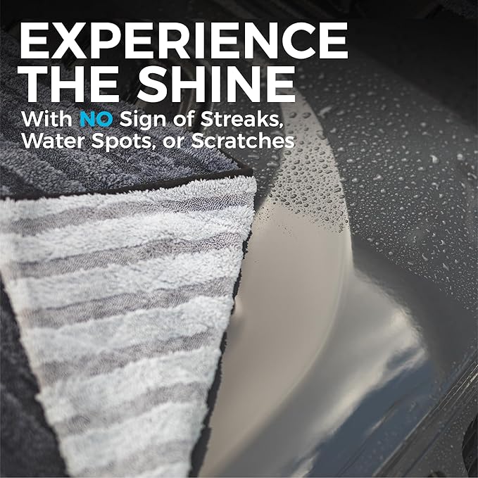 The Rag Company Gauntlet Car Drying Towel - 70/30 Korean Microfiber, Dries Faster Without Scratching, 900gsm, 30x36 inches, Ice Grey/Grey, Pack of 1